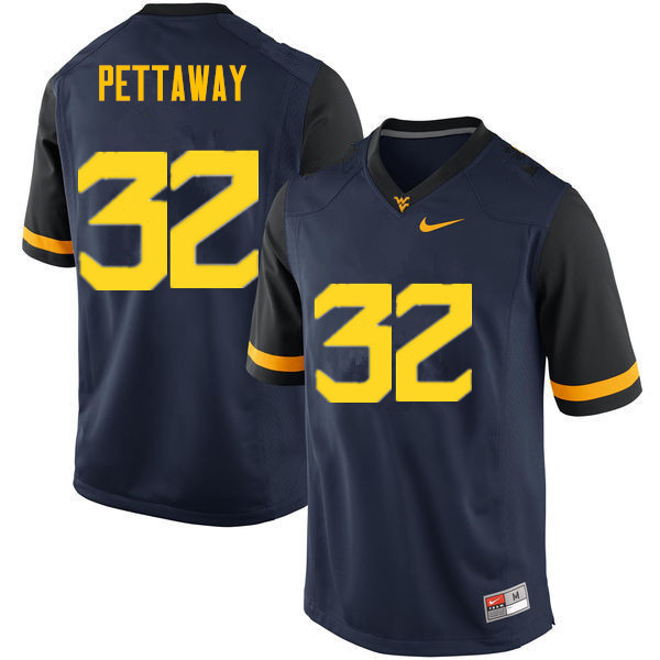 Men #32 Martell Pettaway West Virginia Mountaineers College Football Jerseys Sale-Navy